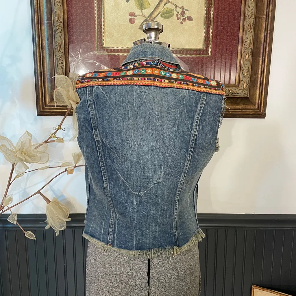 Vintage Denim & Supply Ralph Lauren Rare Jean Vest Southwestern - Sz S 🧡🎀 - Image 7