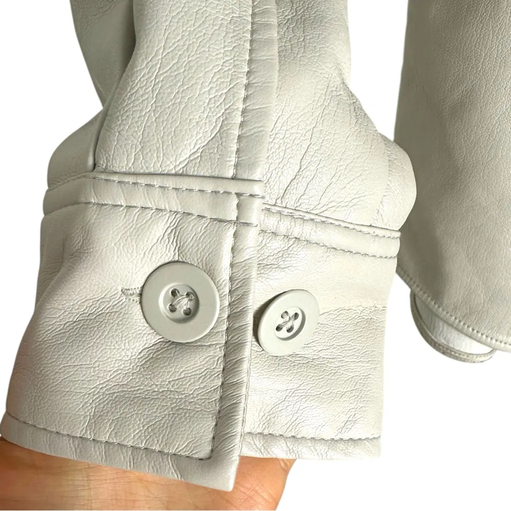 Aritzia FAVOURITE | Babaton Ava Supple Faux Leather Button up belt Jacket Cream - Image 8