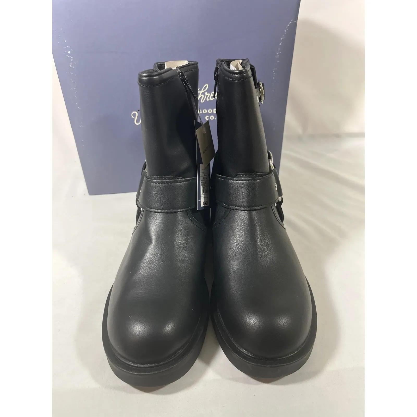 Universal Thread Womens Black Moto Buckle Booties Memory Foam Combat Size 7.5 - Image 2