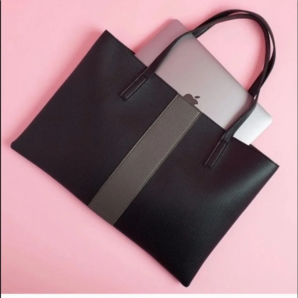 Vince Camuto Black Pebbled Faux Leather Tote Bag - Image 2