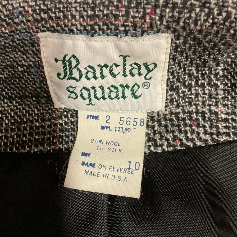 Barclay Square Women's Sz 10 Plaid Flecked Wool Silk Blazer Jacket Career Office Gray - Image 14