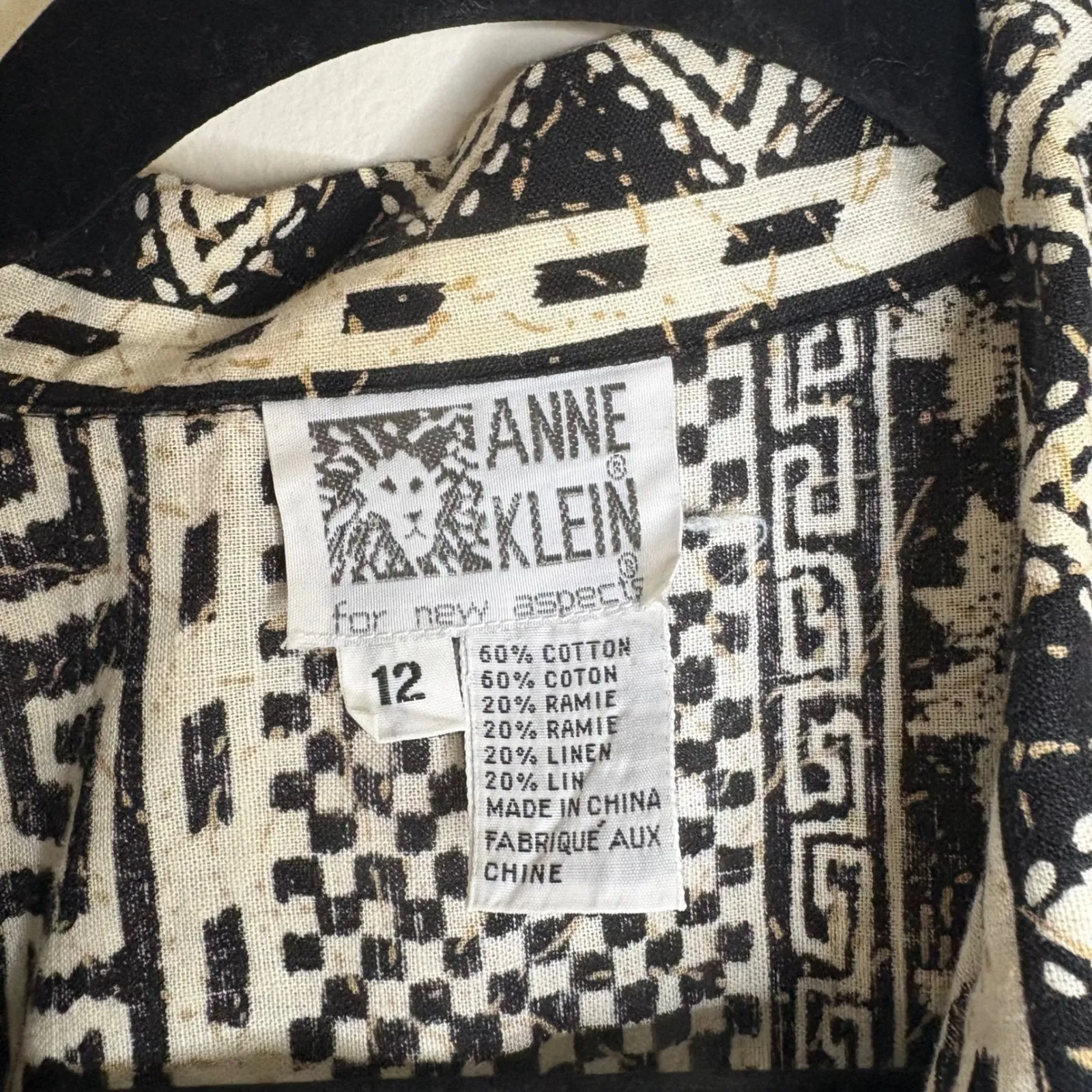 Anne Klein Aztec Print Button‎ Down Short Sleeve Top Blouse Shirt 12 - Image 4