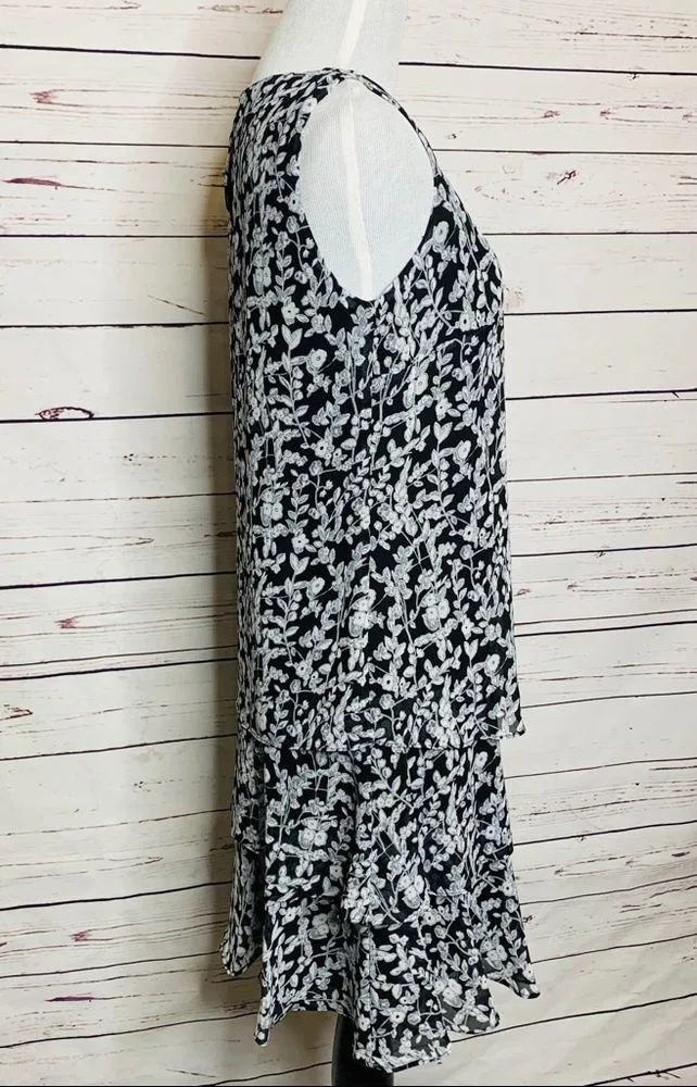 NWT Lauren Ralph Lauren Black & White Floral Sleeveless Shift Dress Size XS - Image 12