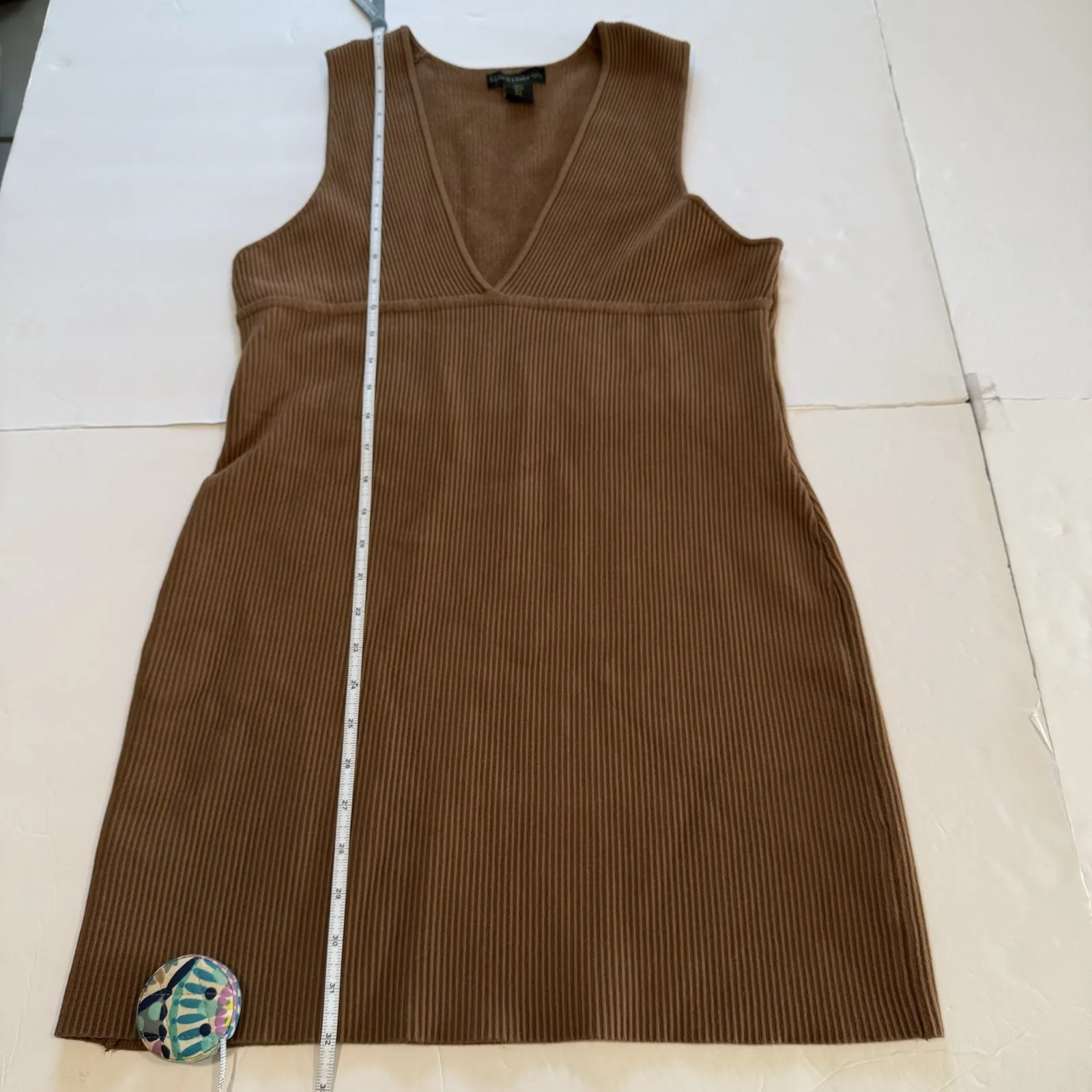 House of Harlow Brown Luxe Essentials Sleeveless V‎ Neck Ribbed Mini Dress LARGE - Image 8