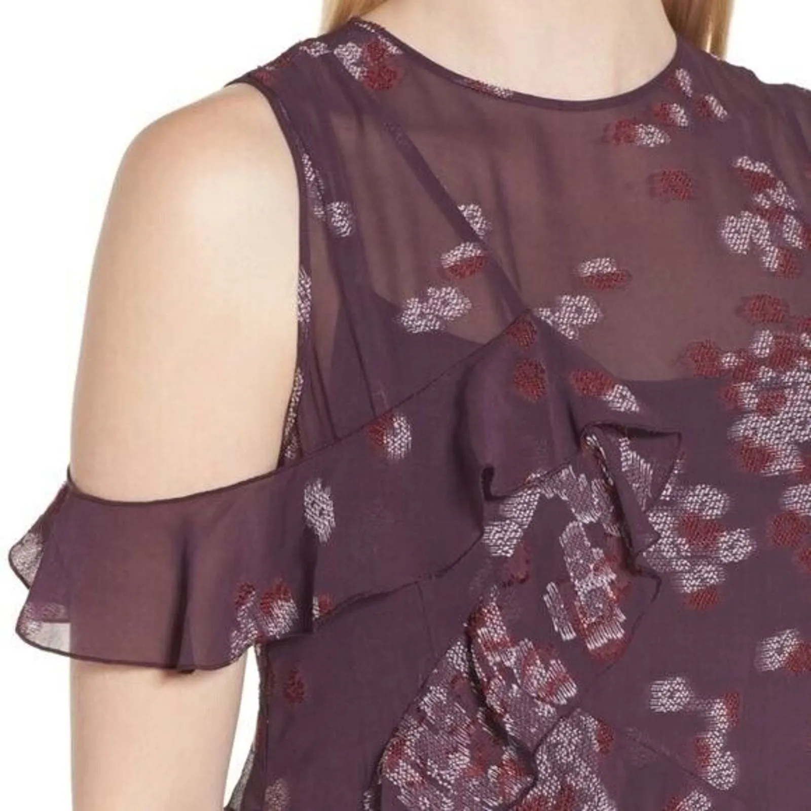 Lewit‎ Jacquard Ruffle Dress Purple Size 10 - Image 5