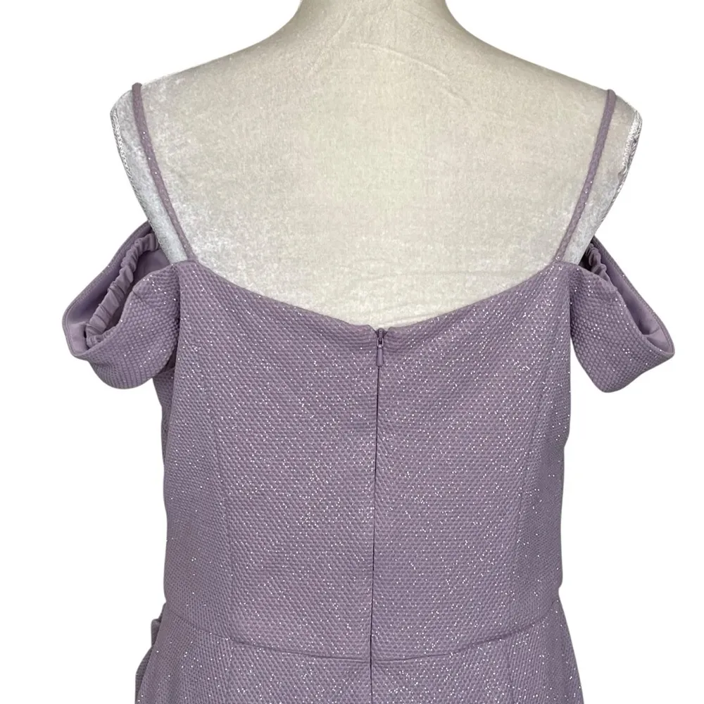 David’s Bridal Oleg Cassini Off The Shoulders Glitter Knit Sheath Dress Size 14 - Image 8