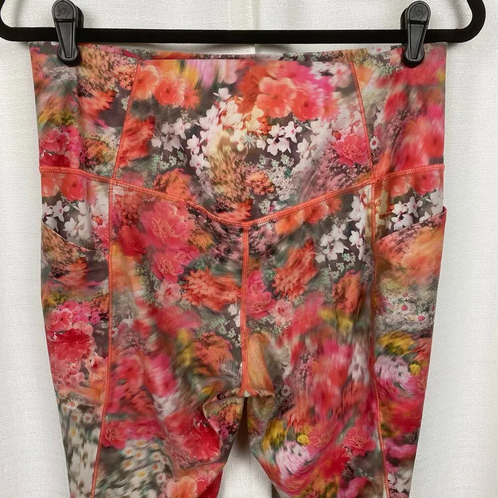 Athleta Pink Floral Renewed Bloom Salutation Stash Pocket 7/8 Leggings Sz.L - Image 13