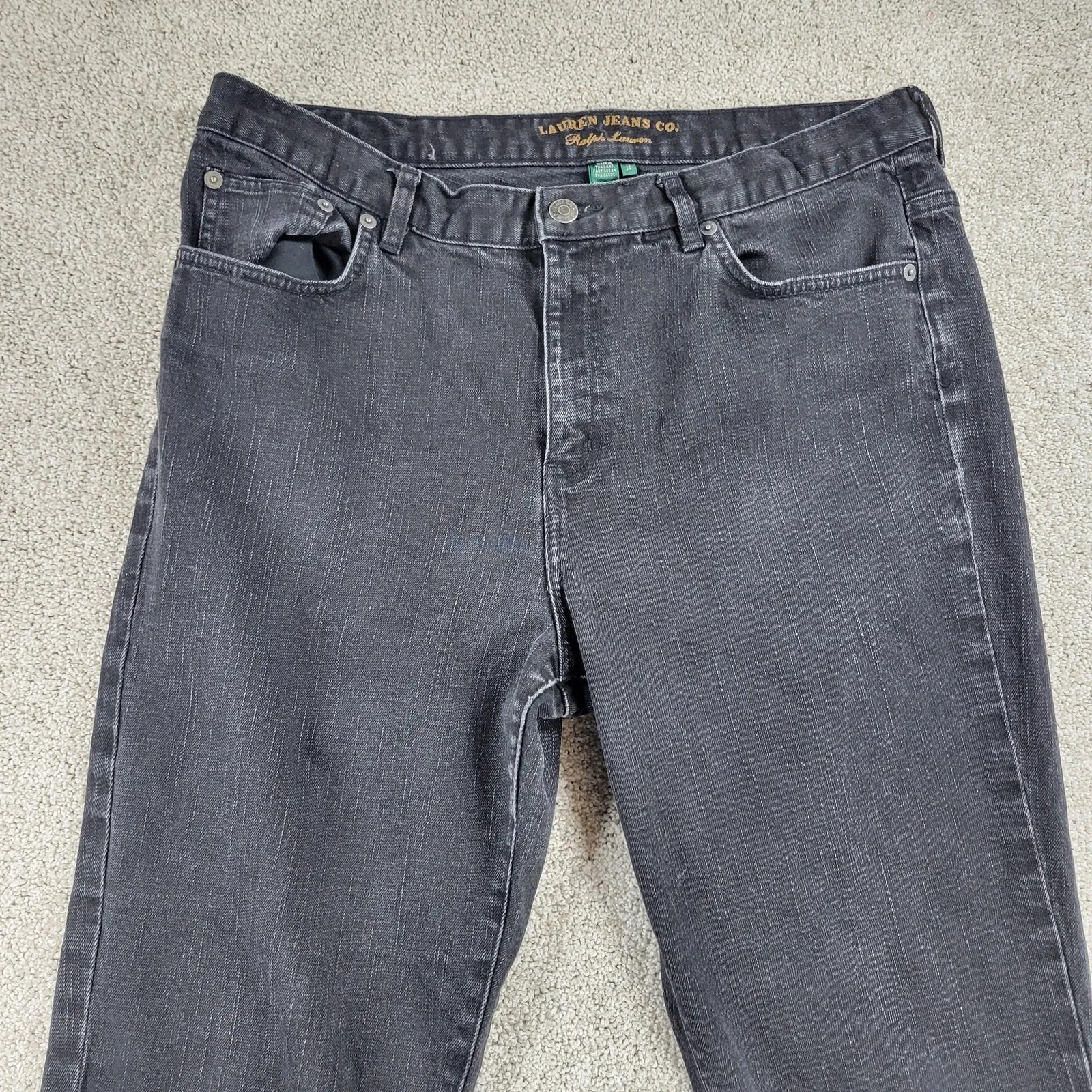 Lauren Jeans Co Ralph Lauren Womens Jeans 14 Black Classic Cowboy Bootcut Denim Size 14P - Image 9