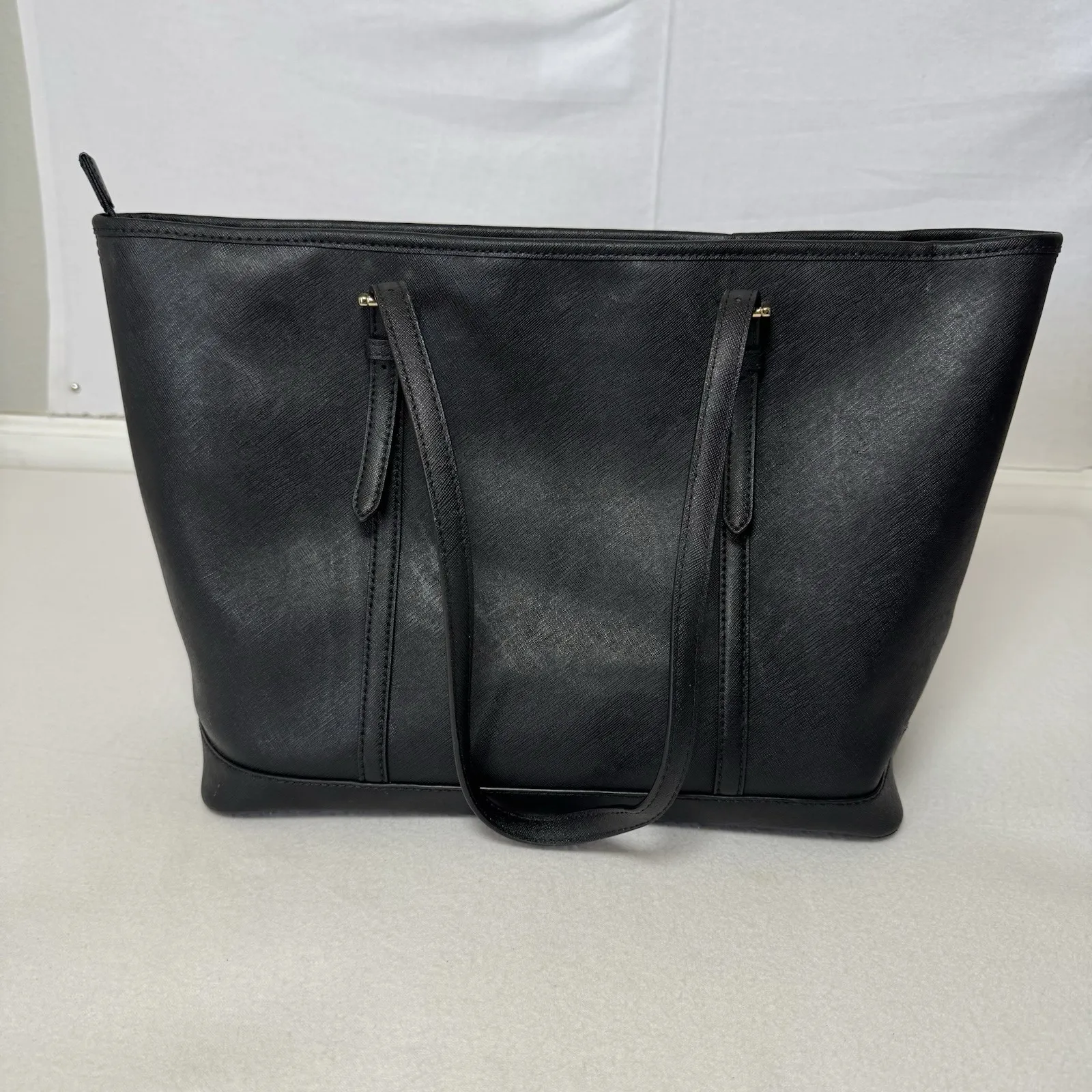 Michael Kors Jet Set Travel Saffiano Leather Top Zip Shoulder Tote - Black - Image 4