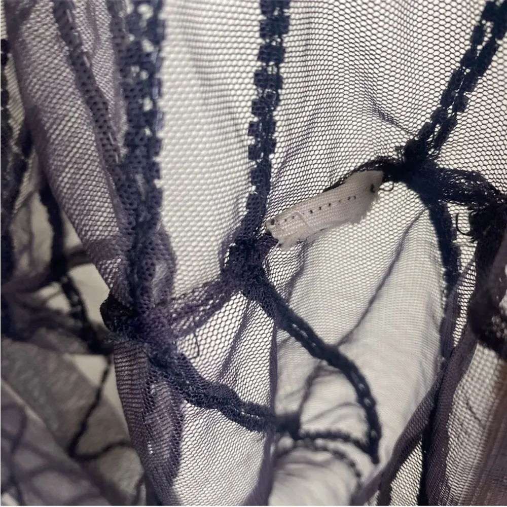 Free People Black Dark Plum Grey Mesh Beaded Sheer Mini Dress Festival Size XS - Image 8