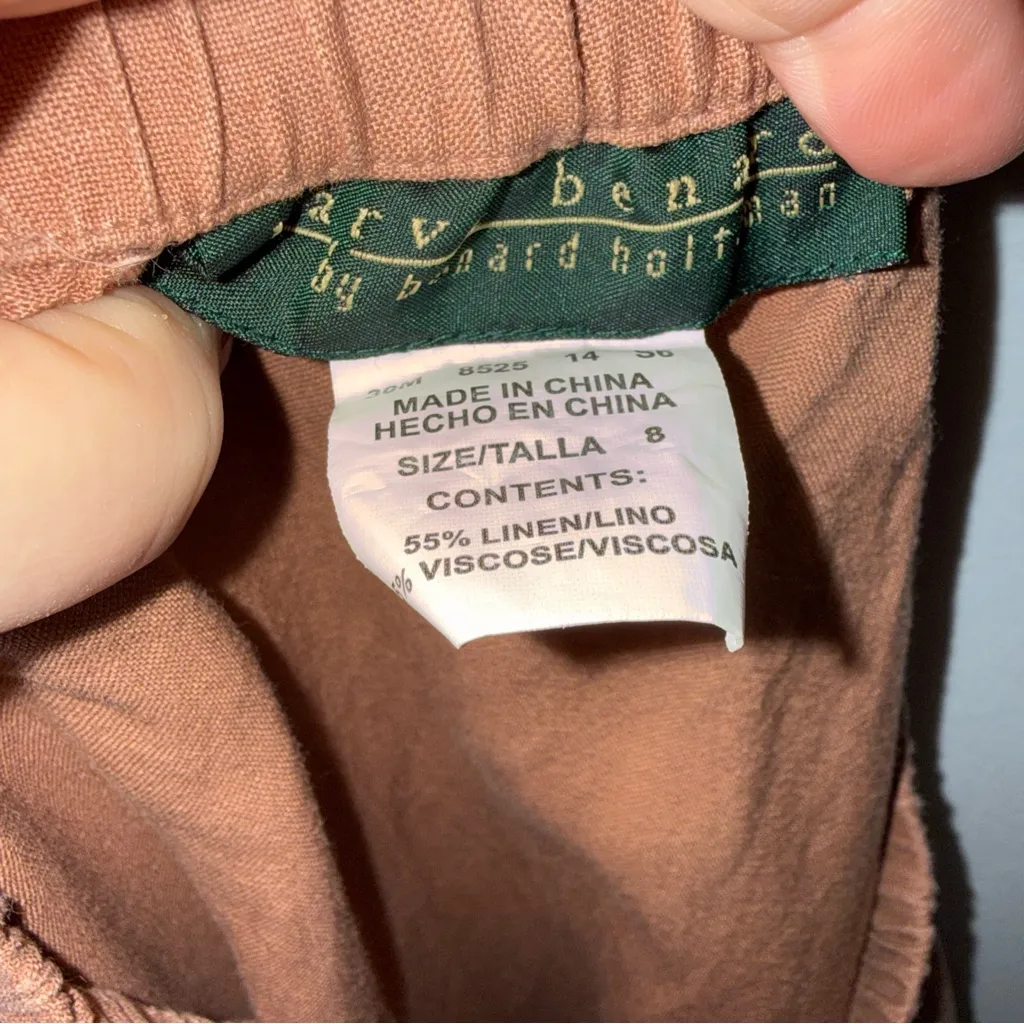 Harve Benard Linen Blend Maxi Skirt Ruffle Hem Brown Size 8 - Image 4