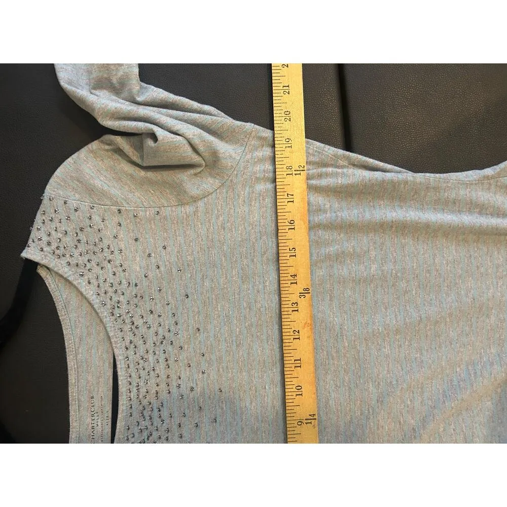 Charter Club Missy Size Large L Scoop Neck Tee with Gem Sparkle Detail Holiday - Image 6