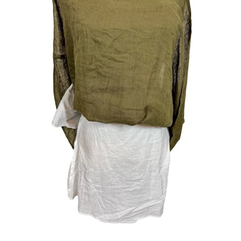 Willard Road Kayleigh 100% Linen Cutout Mini Dress in Seaweed Green Size M - Image 9