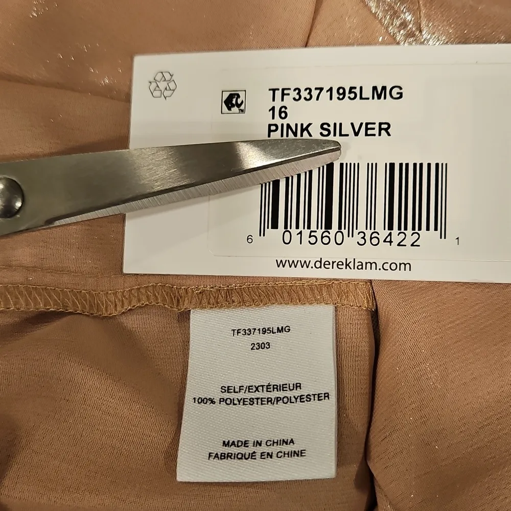 💕DEREK LAM 10 CROSBY💕 Ellery Metallic Plissé Tie-Neck Top ~ Pink Silver 16 NWT - Image 17