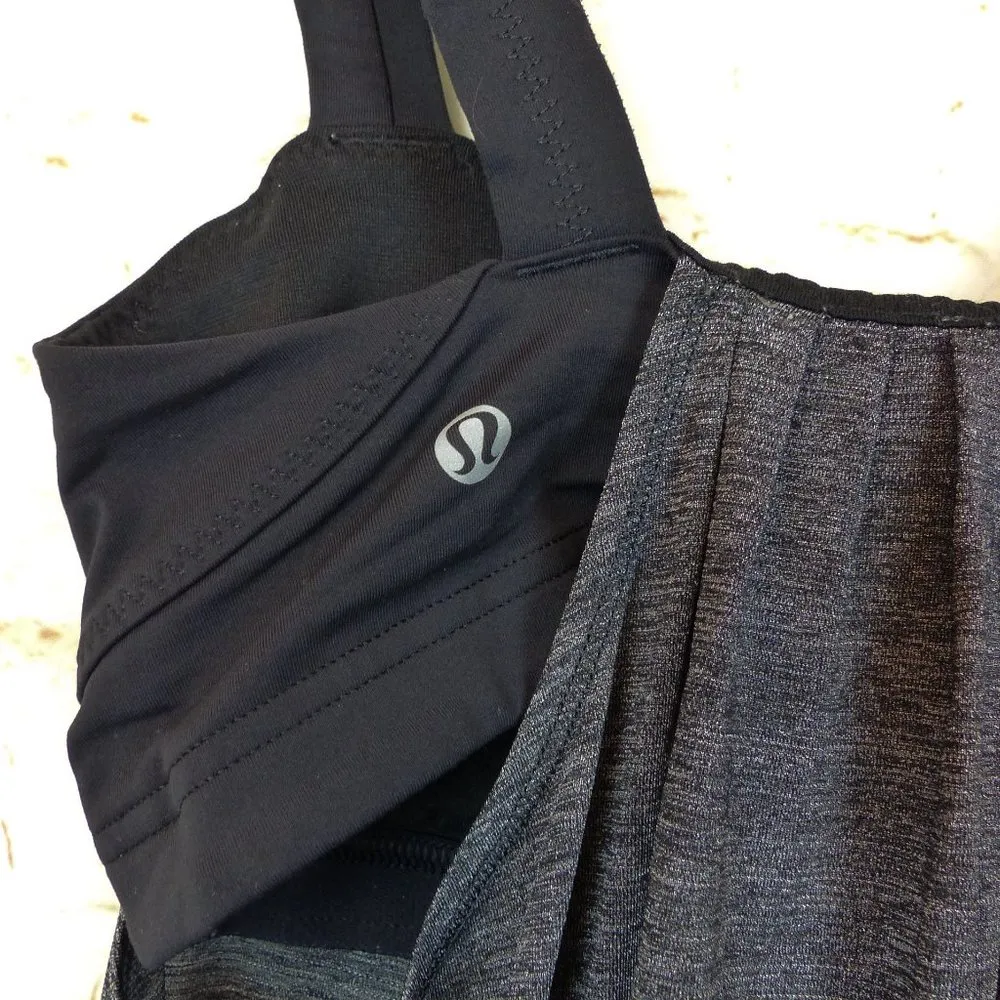 Lululemon Run Back on Track Tank Womens 4 Black Gray Missing Pads Yoga Run Sport - Image 9