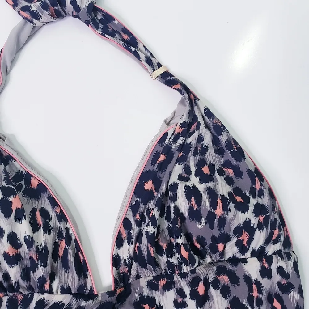 Zingara Cheetah Print Halter One Piece Swimsuit Black Size M - Image 5