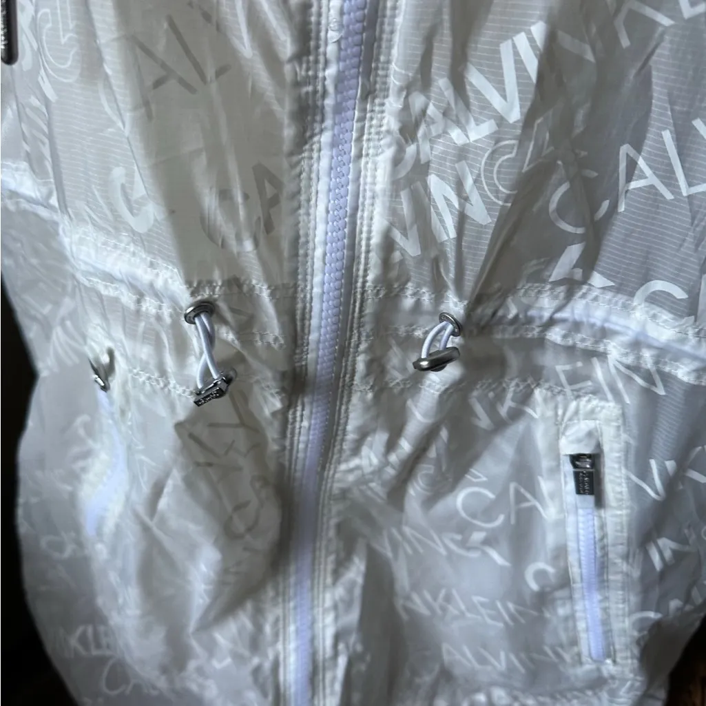 NWT Calvin Klein Performance Clear White Logo Windbreaker Rain Jacket Large - Image 7