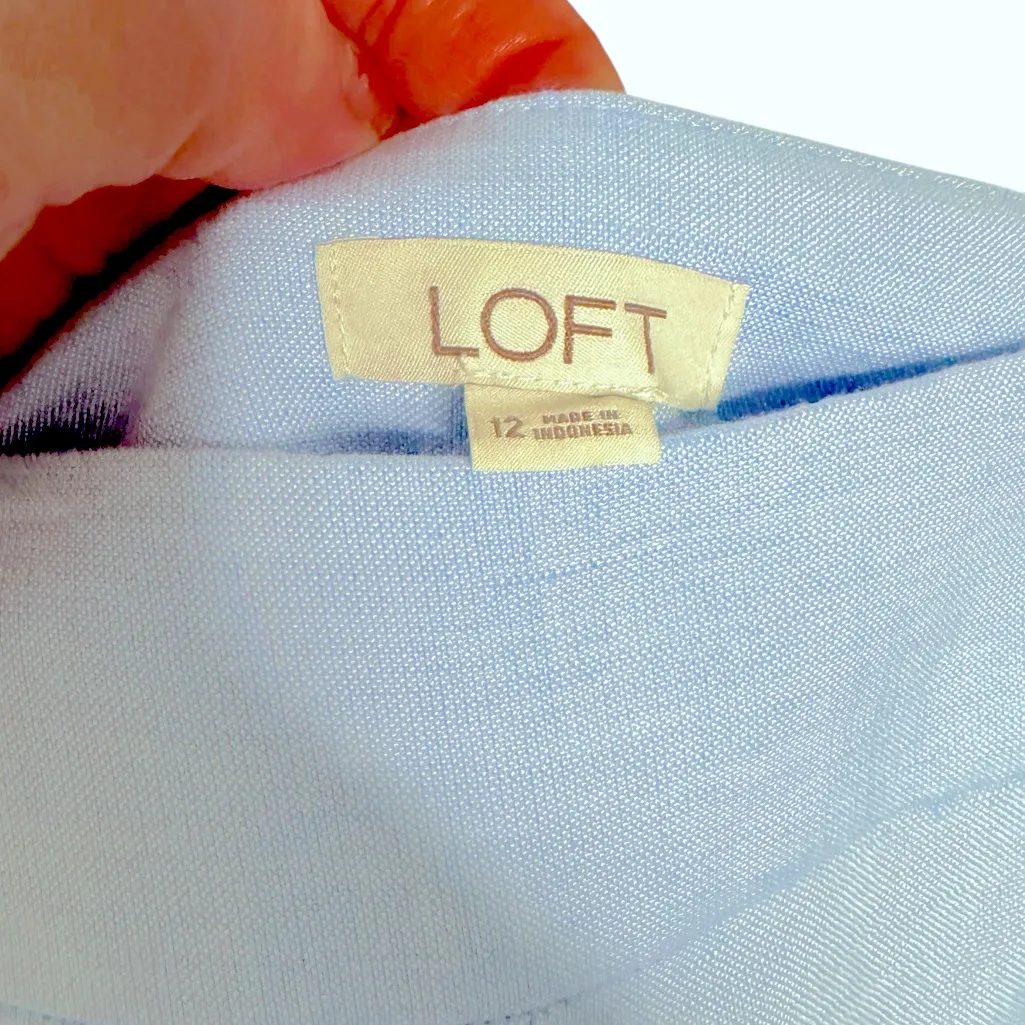 LOFT SKY BLUE LINEN BLEND WIDE LEG TROUSERS SZ 12 NWT - Image 3