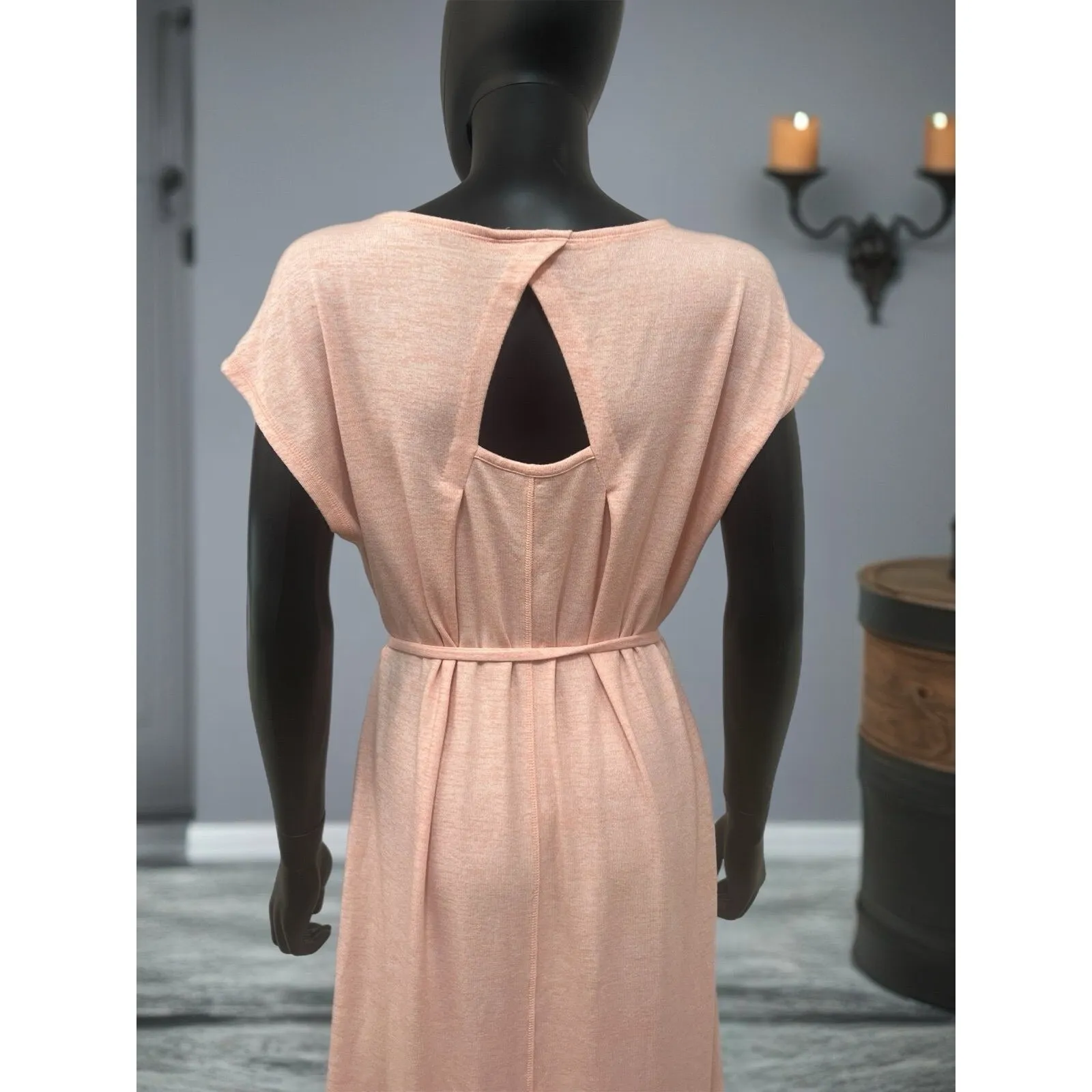 Talbots Women's Cut Out Back‎ Knit Midi Stretch Dress Peach Blossom Size L - Image 8