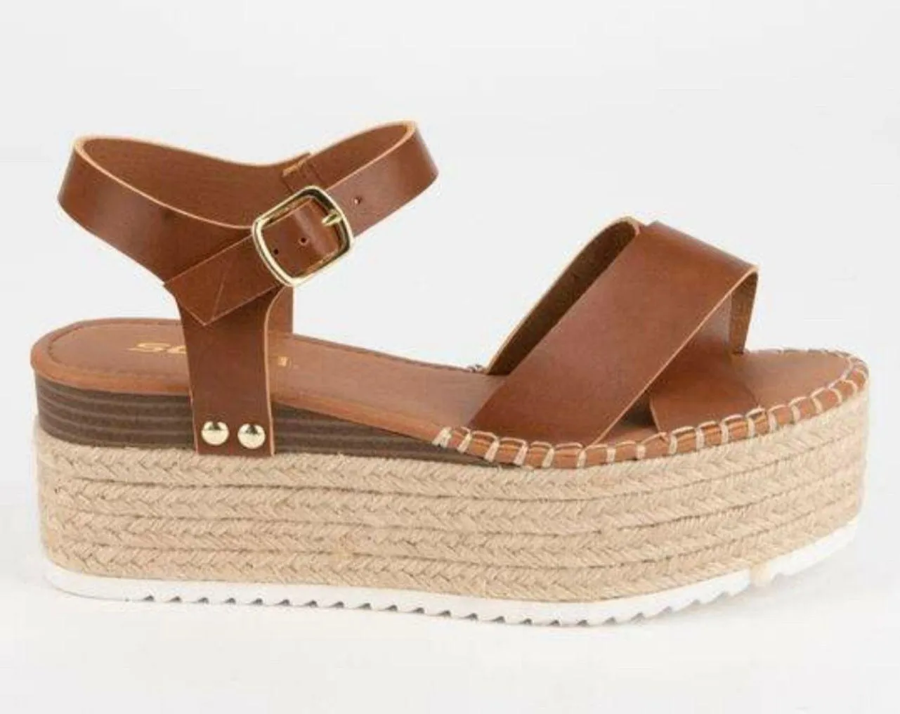 Cognac Espadrille Wedge Sandal Brown Size 11 - Image 2