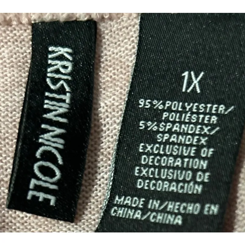 Kristin Nicole Women's Pink Long Sleeve Sweater Embroidered‎ Flowers Size 1X - Image 4