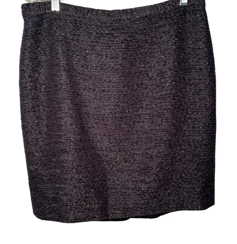 Albert Nipon size 12 straight pencil skirt black gold professional work lined - Image 1