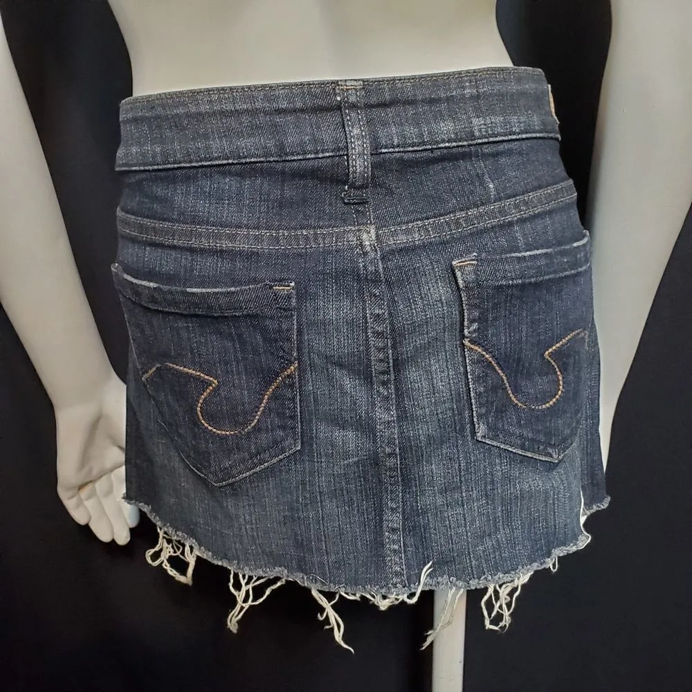 Refuge Blue Raw Edge Denim Skirt (9) - Image 4