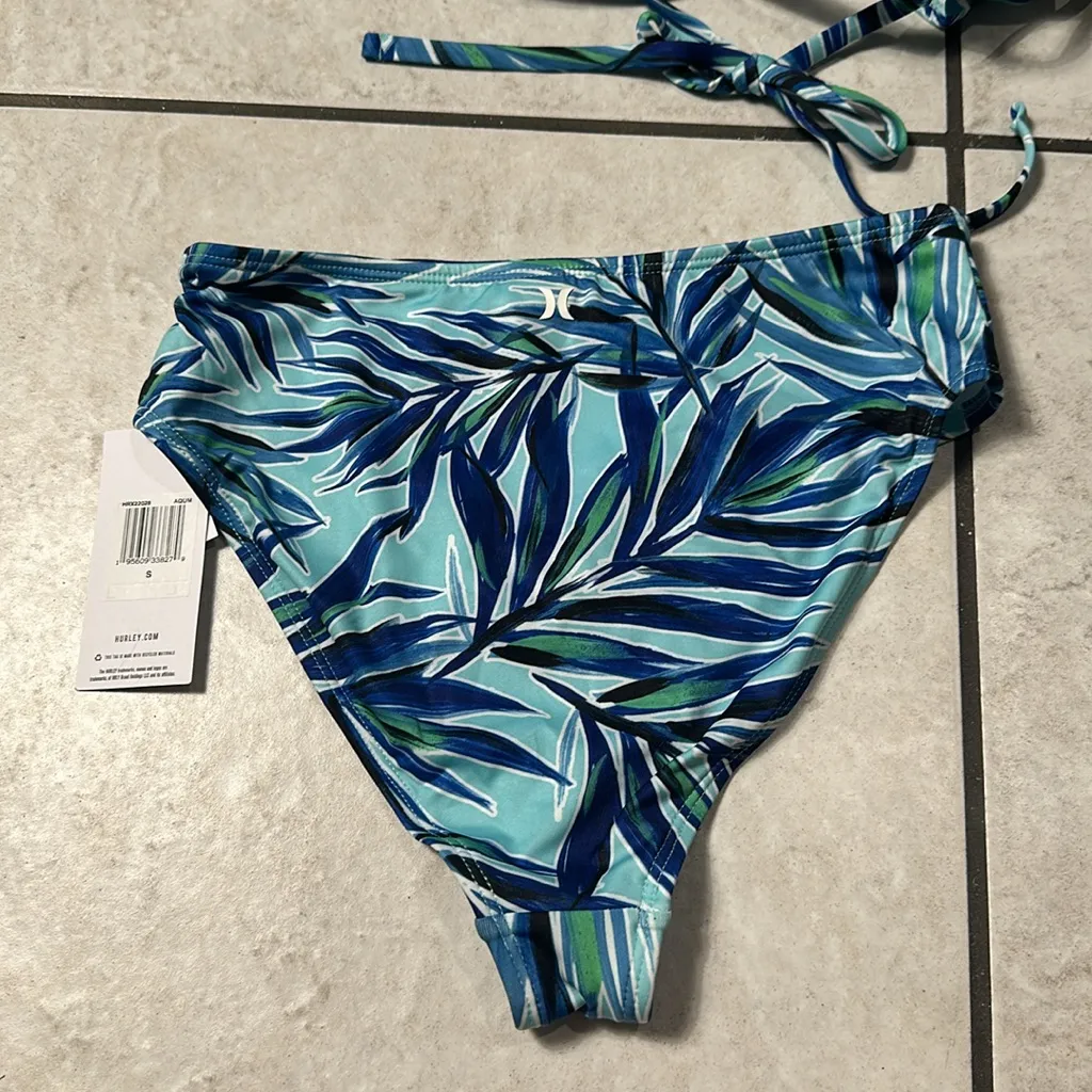 NWT Hurley Blue‎ Tropical Leaf Bikini Set - Image 7