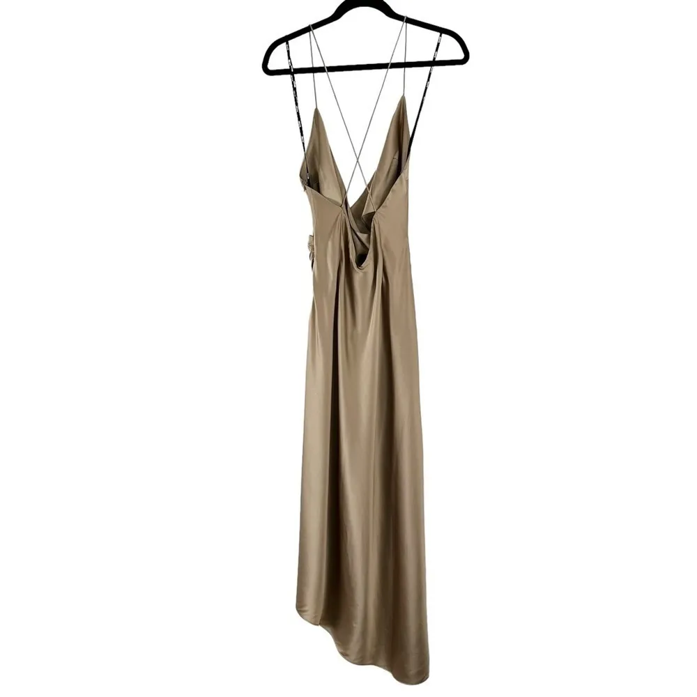 Revolve SER.O.YA by Retrofete Silk Emma Dress in Natural Tan Gold Size Large Brown - Image 5