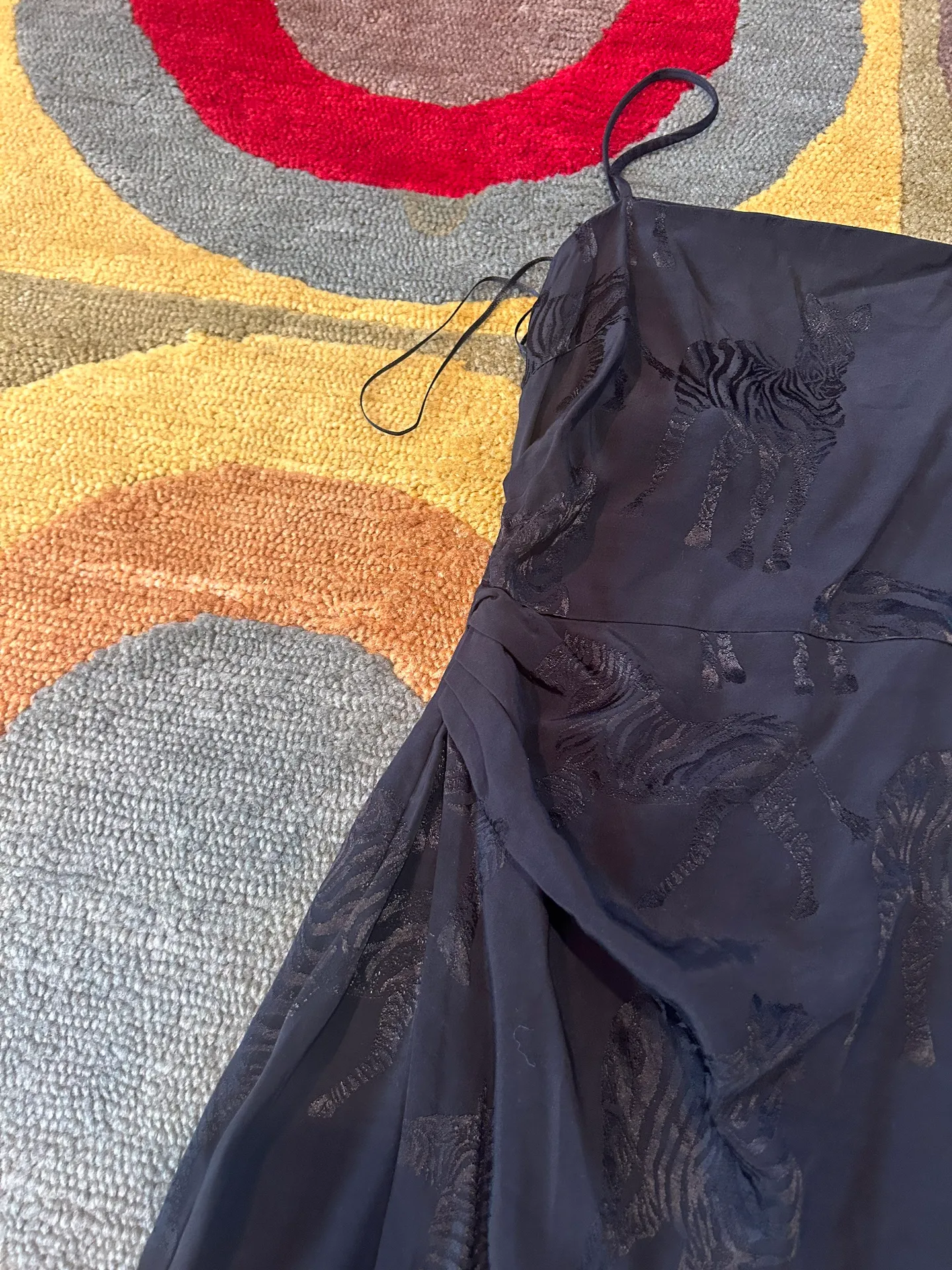 NWOT  Women Black Satin Zebra Print Strappy Mini Dress Spaghetti Straps XS - Image 4