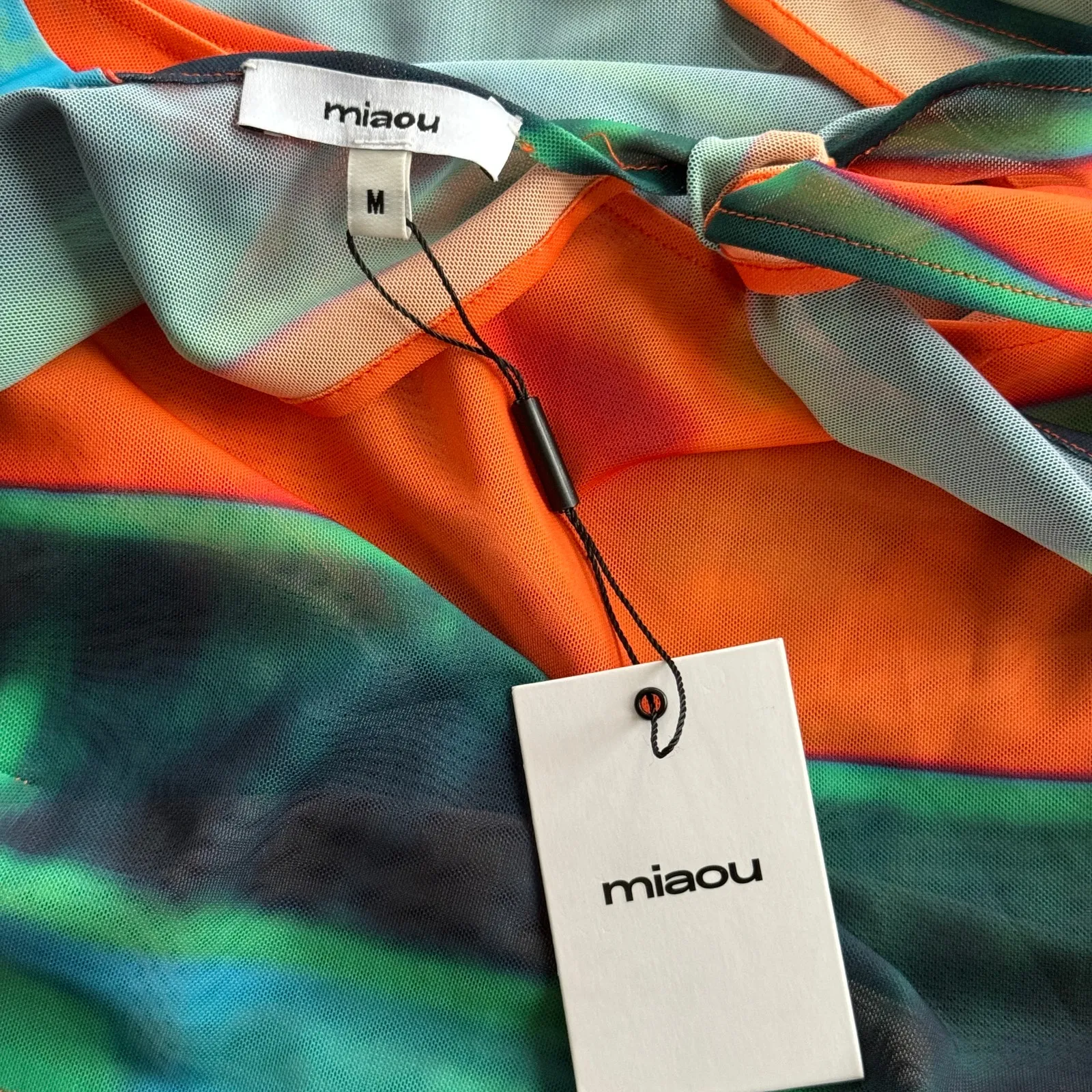 Miaou Tati Mesh Tie Top Thermal Orange Multicolor Size Medium‎ NWT - Image 8