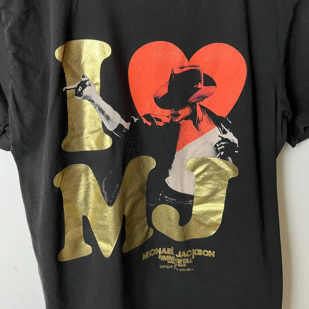 I Heart MJ Michael Jackson Immortal Tour Cirque Tee Small Unisex Fit Black - Image 5
