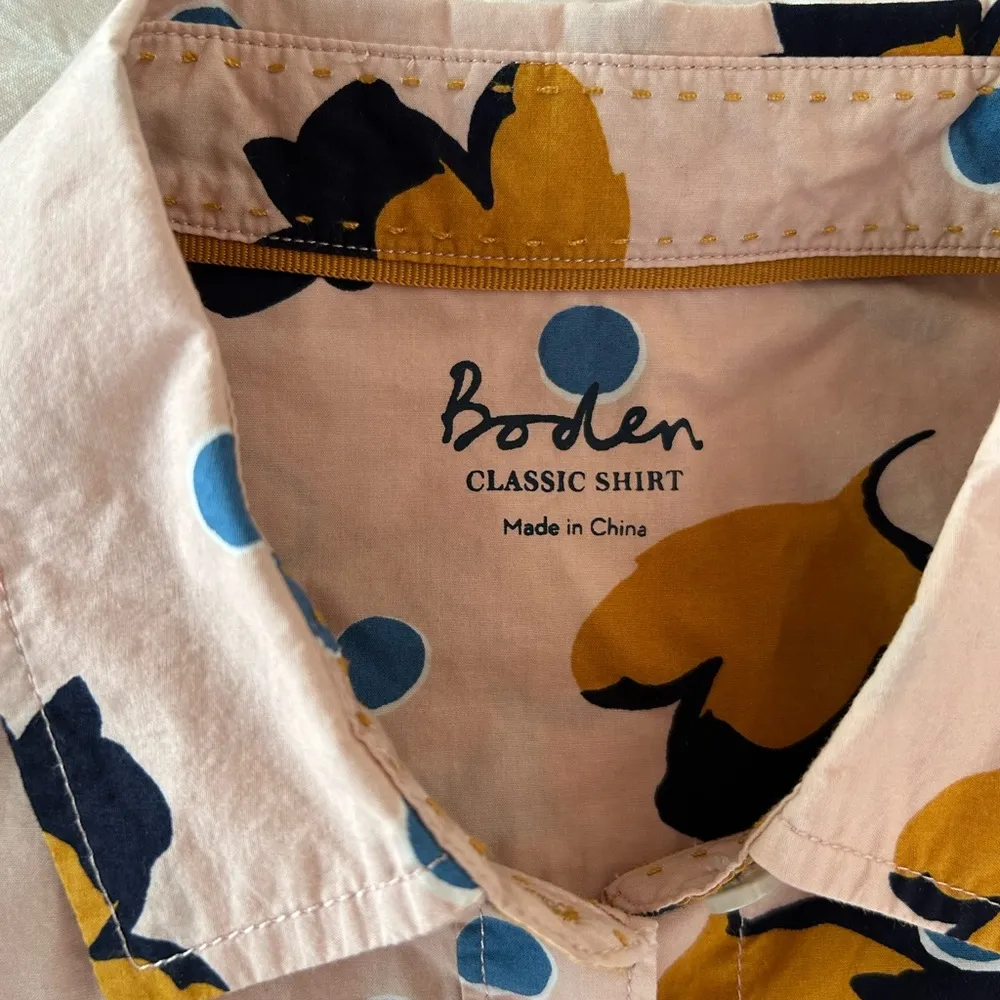 Boden Pink Shirt with Floral and Polka Dot Design Size undefined - Image 5