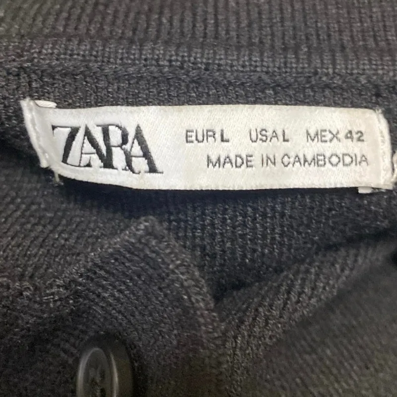 Zara Women's Black Collared Long Sleeve Knit Polo Sweatshirt Sweater Top Size L - Image 3