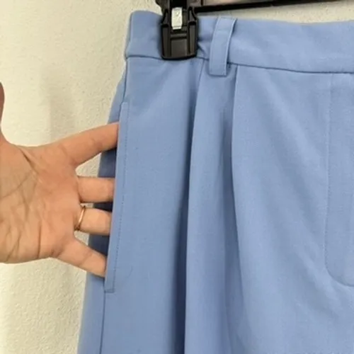 Open Edit Blue Wide Leg Pleated High Waist Career Dress Pants Women Size S - Image 3