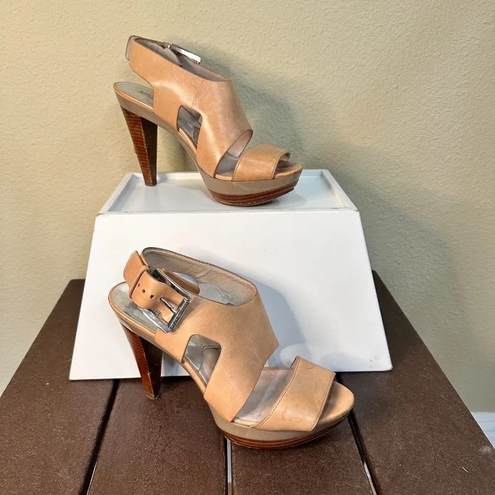 MICHAEL KORS Platform Neutral Sandals Heels - 8.5 - Image 3