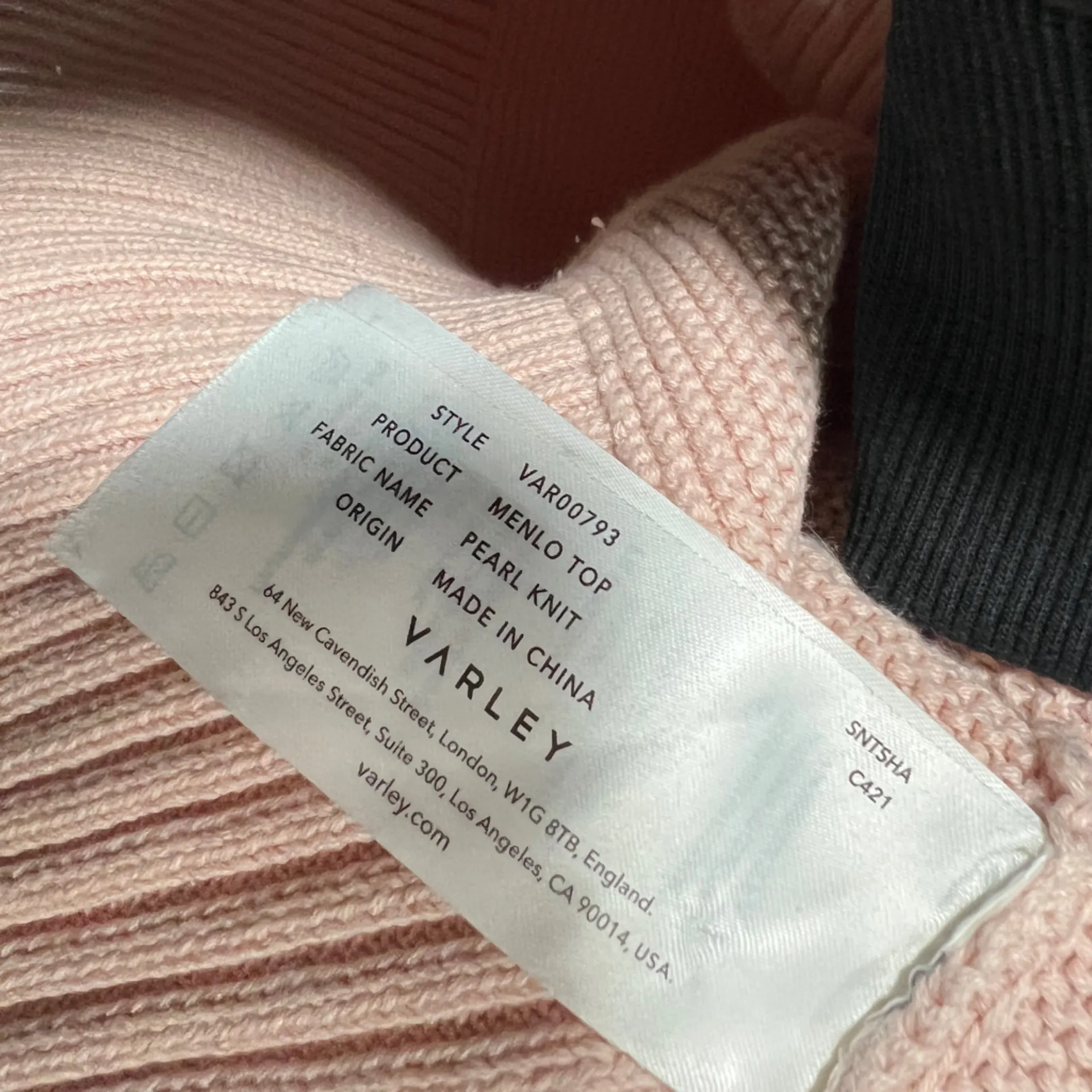 Varley Menlo Top Sweater in Pearl Knit Pink Size Large with Chest Pocket - Image 7