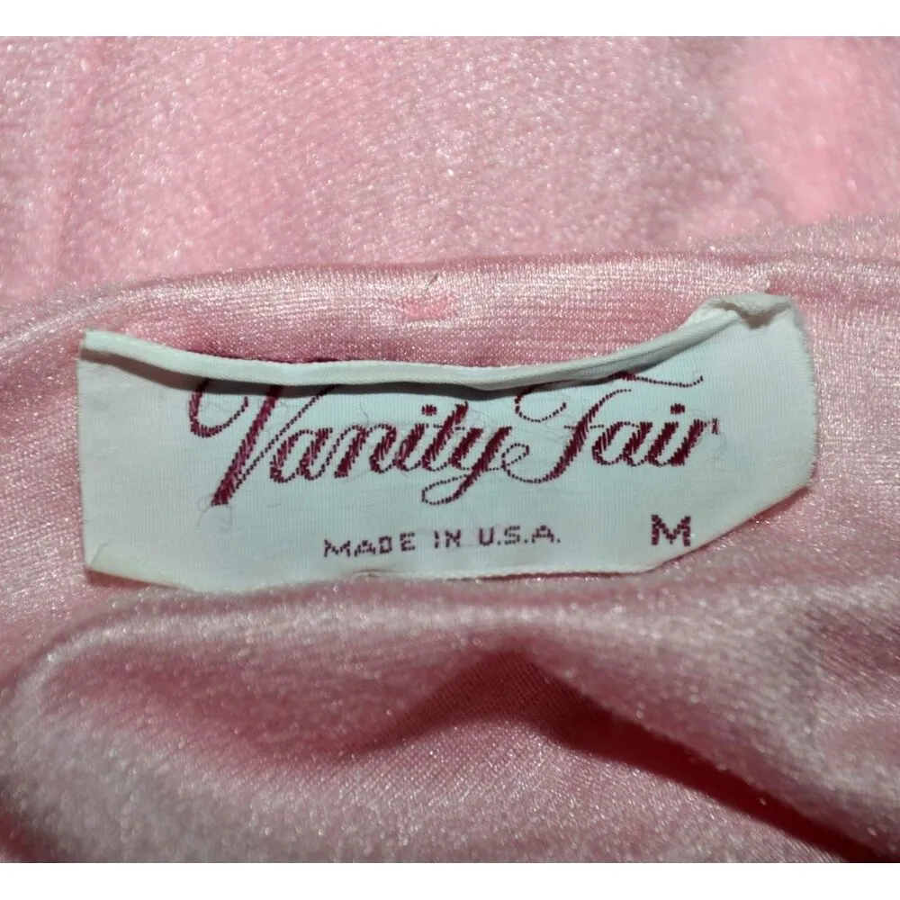 Vintage Vanity Fair Ladies M Terry Cloth Pink Housecoat Pockets Embroidered - Image 8