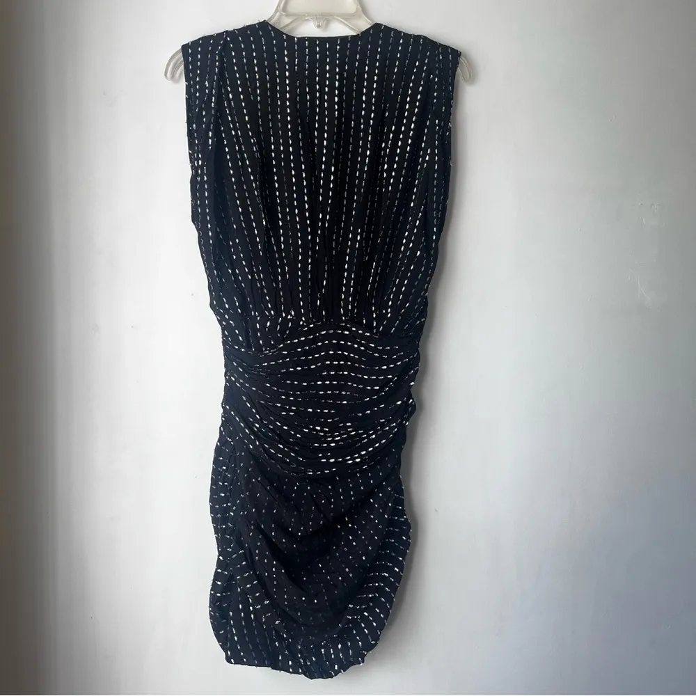 IRO Sigma Wrap-effect Metallic Fil Coupé Crepe Mini Dress In Black FR 38 / US 6 - Image 7