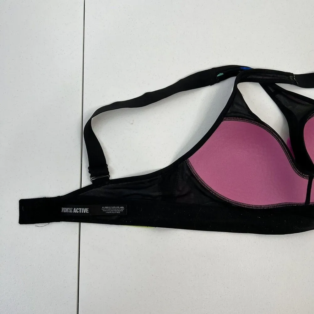 Victoria’s Secret PINK Active Sz M Sport Bra Ultimate Lightly Lined Black Floral Size M - Image 8