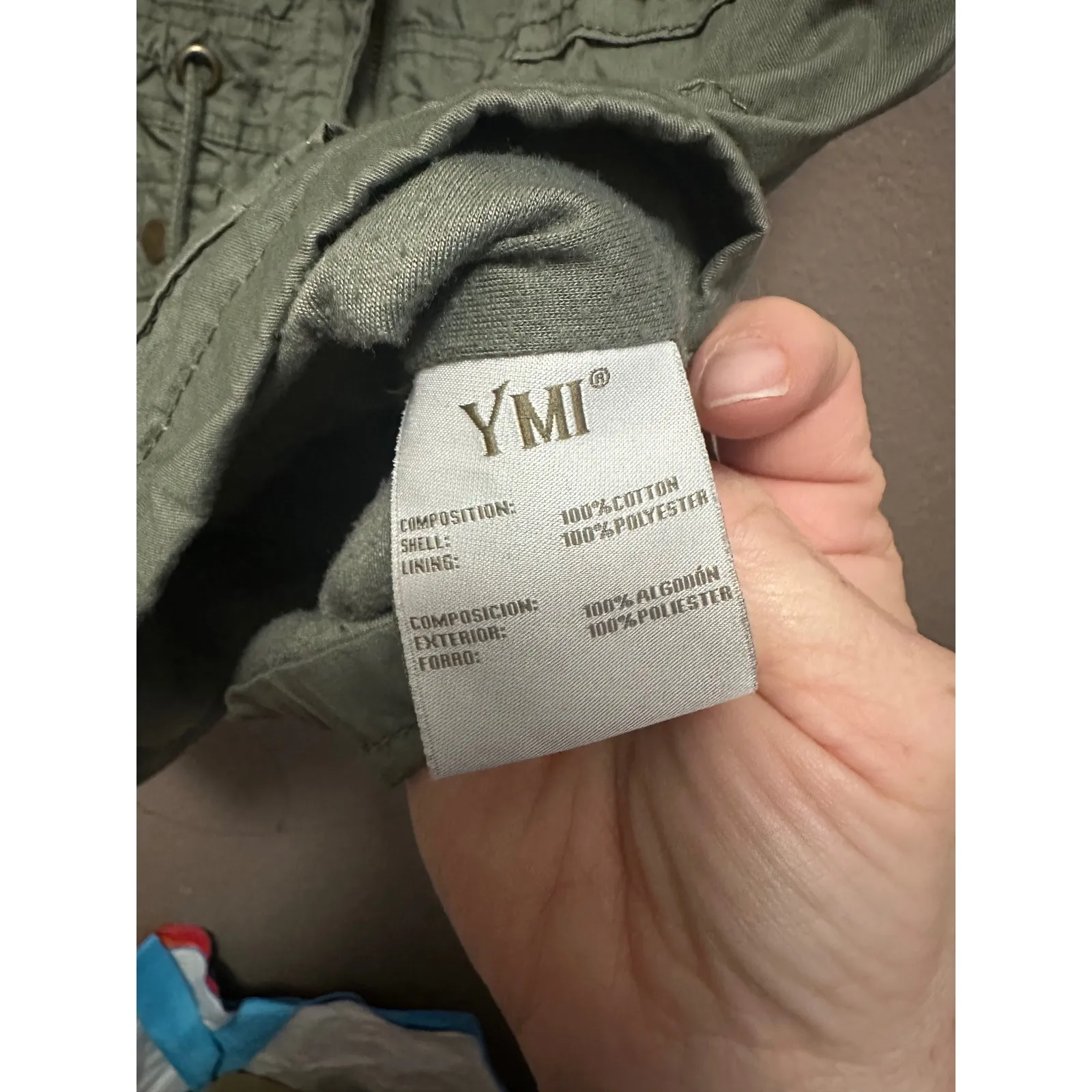 YMI Women Olive Green Utility Vest Zip Snap Drawstring Pockets Size L - Image 6