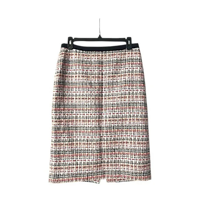 TALBOTS‎ Tweed Plaid Pencil Skirt 4 Multi Color Cotton Blend Work Preppy Classic - Image 6