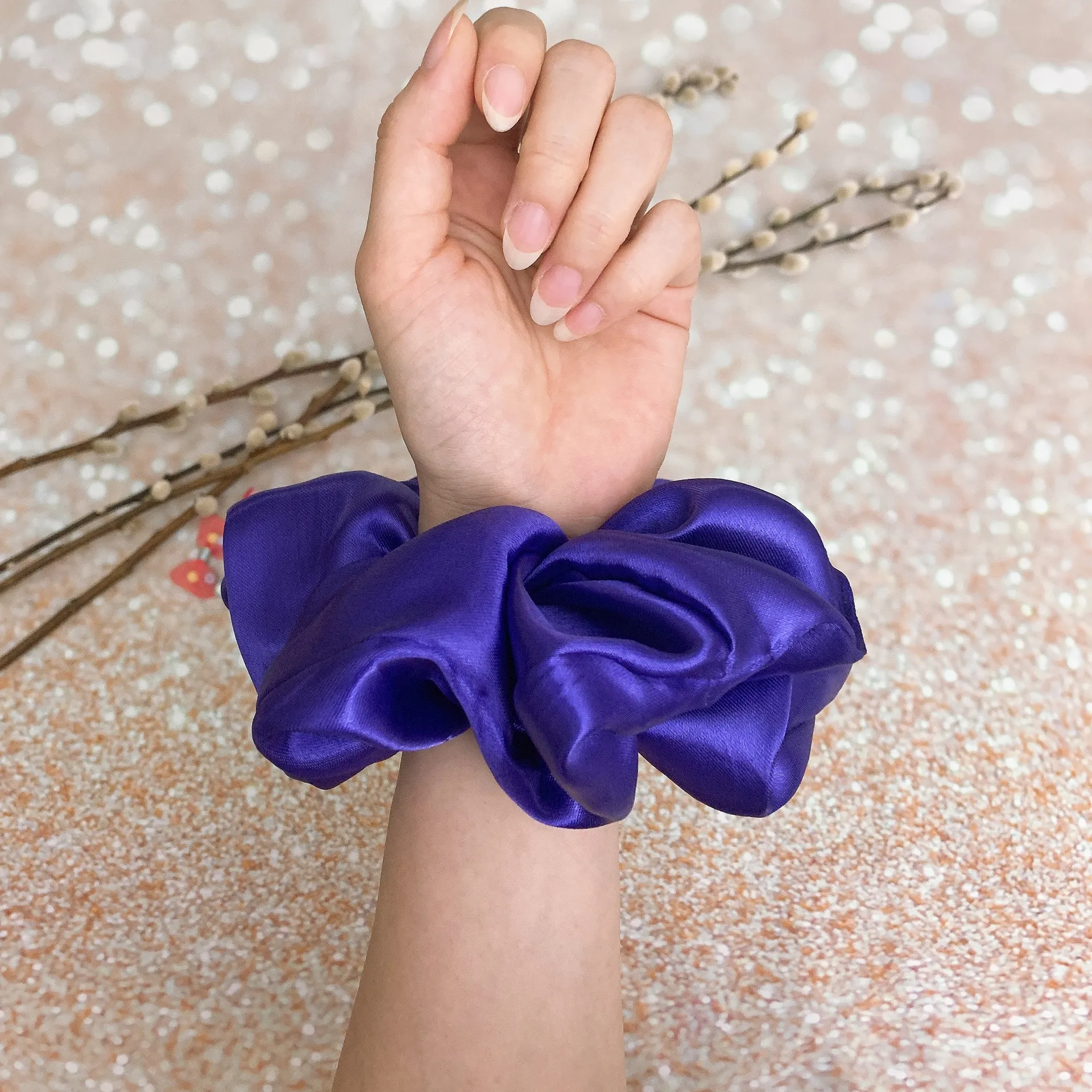 Jumbo Electric Purple Satin Scrunchie Oversized Scrunchie Xxl Scrunchie - Image 4