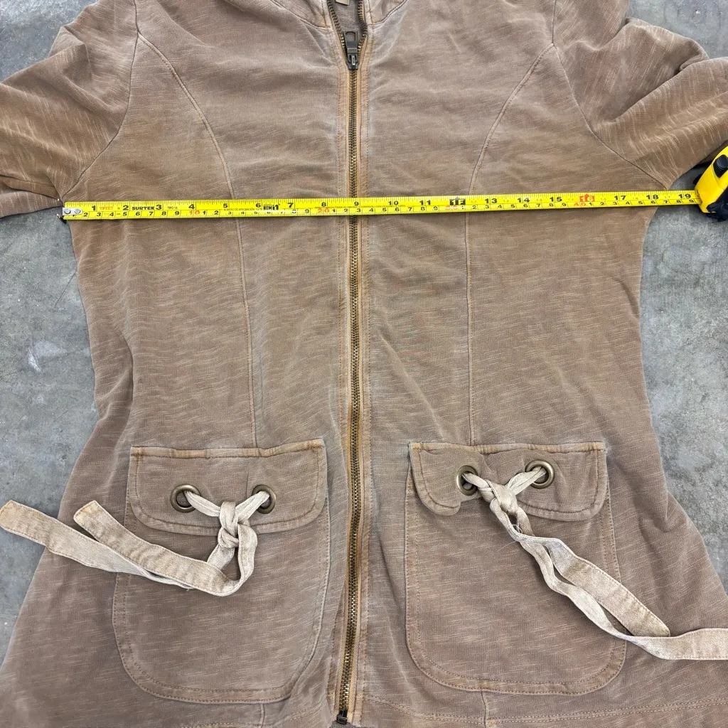 XCVI Zip Up Blazer Tan Womens Medium Boho Steampunk - Image 7