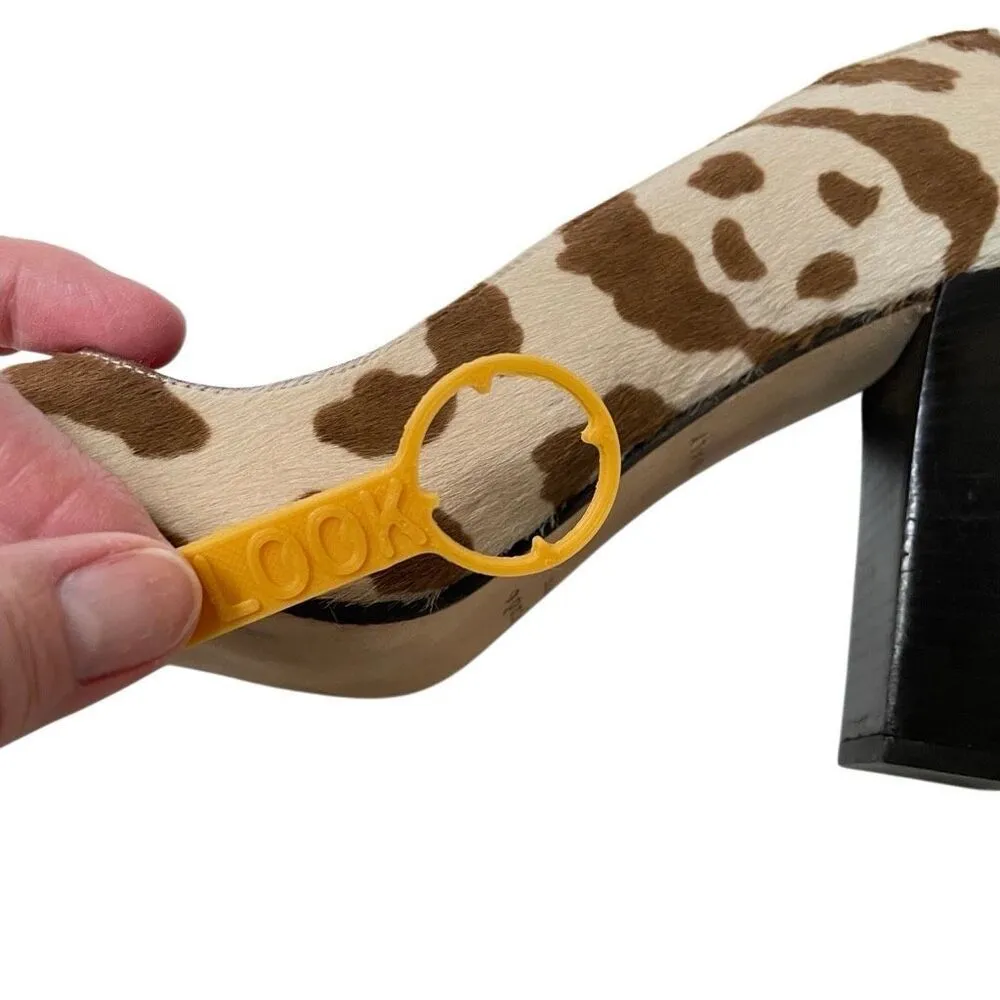 Kate Spade NY Cow Print Block Heel Pump Women’s 9 Calf Hair Italy Tan Brown - Image 9