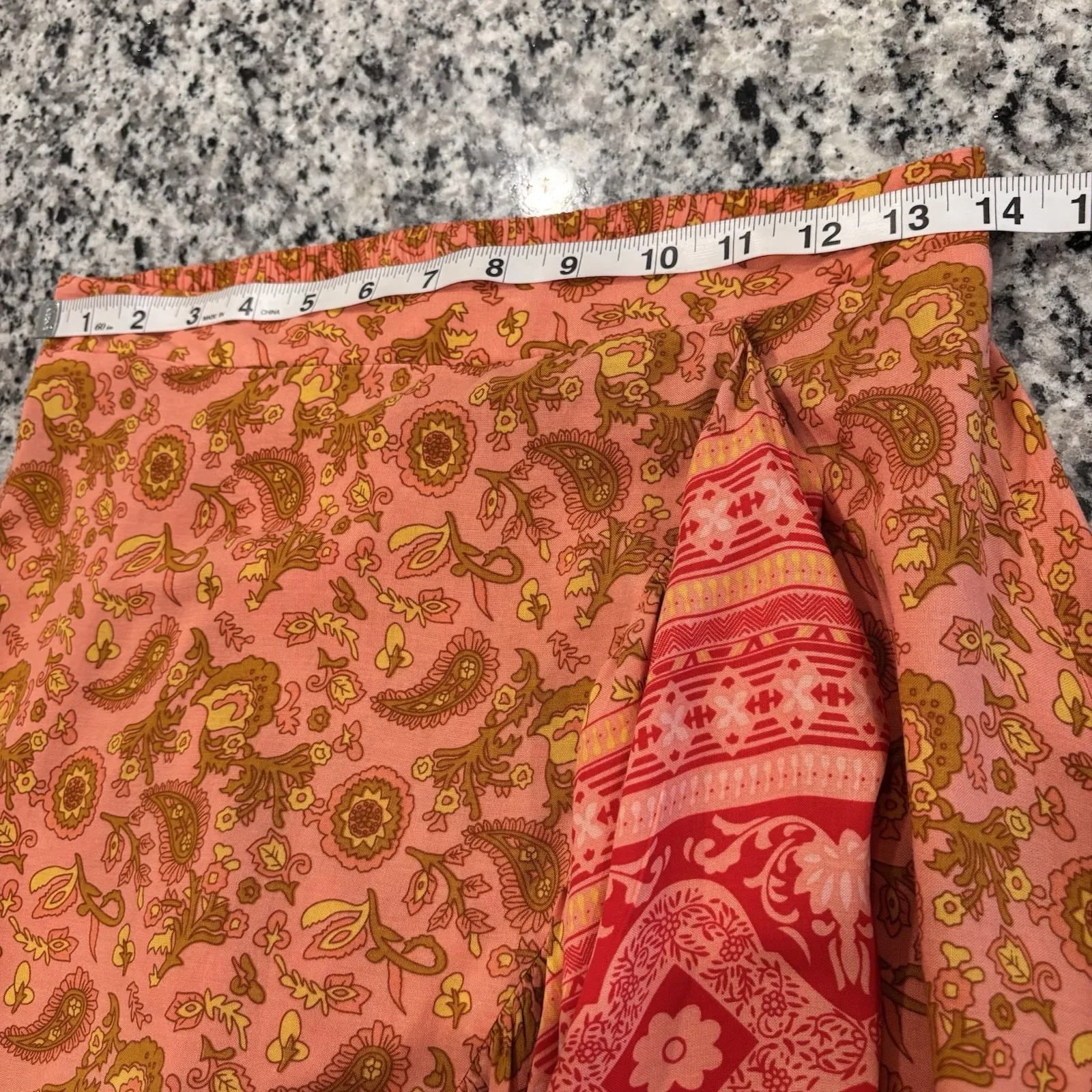 Rusttydustty Boho Asymmetrical Skirt Paisley Floral Ruffle Hem Viscose Medium - Image 11