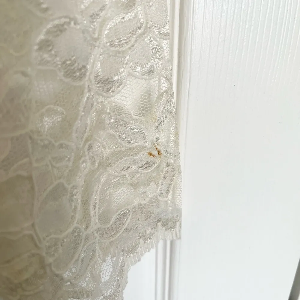 Vintage Cream Lace Dress with Shoulder Pads Size M White Size M - Image 9