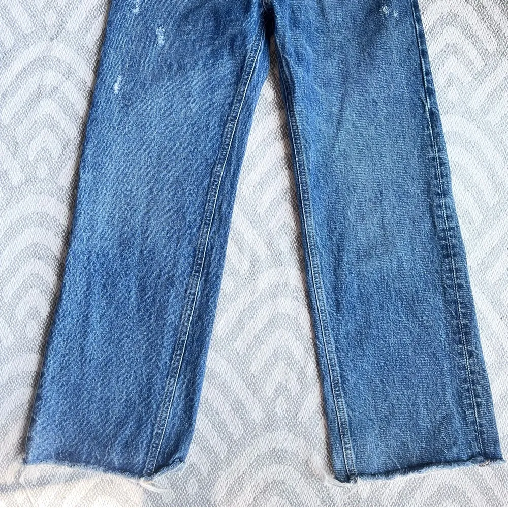 BDG // URBAN OUTFITTERS Vintage Wide Leg High Rise Button Fly Blue Jeans 24 - Image 3