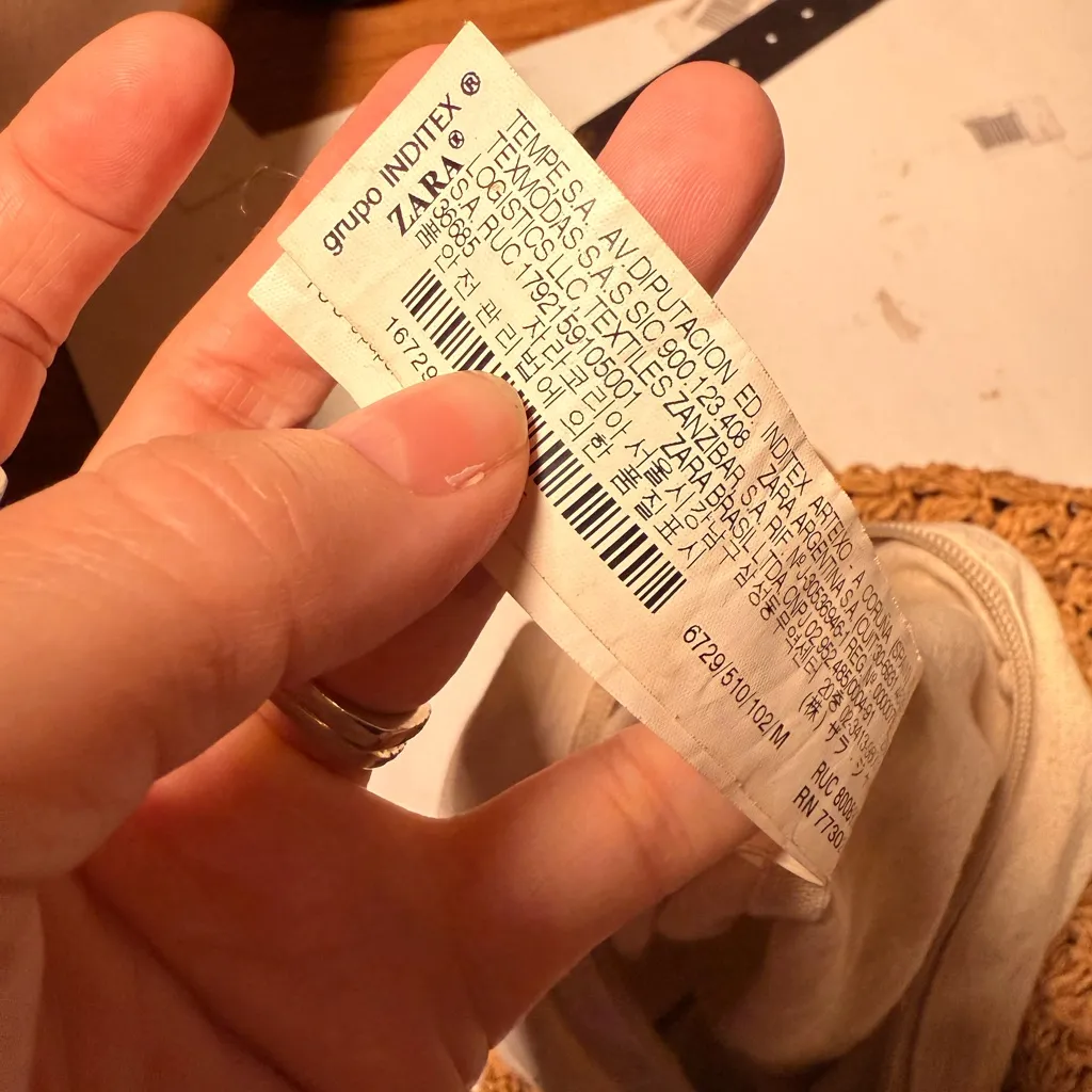 Zara Tan Crochet macrame style‎ Tote with Wooden Handles boho - Image 5