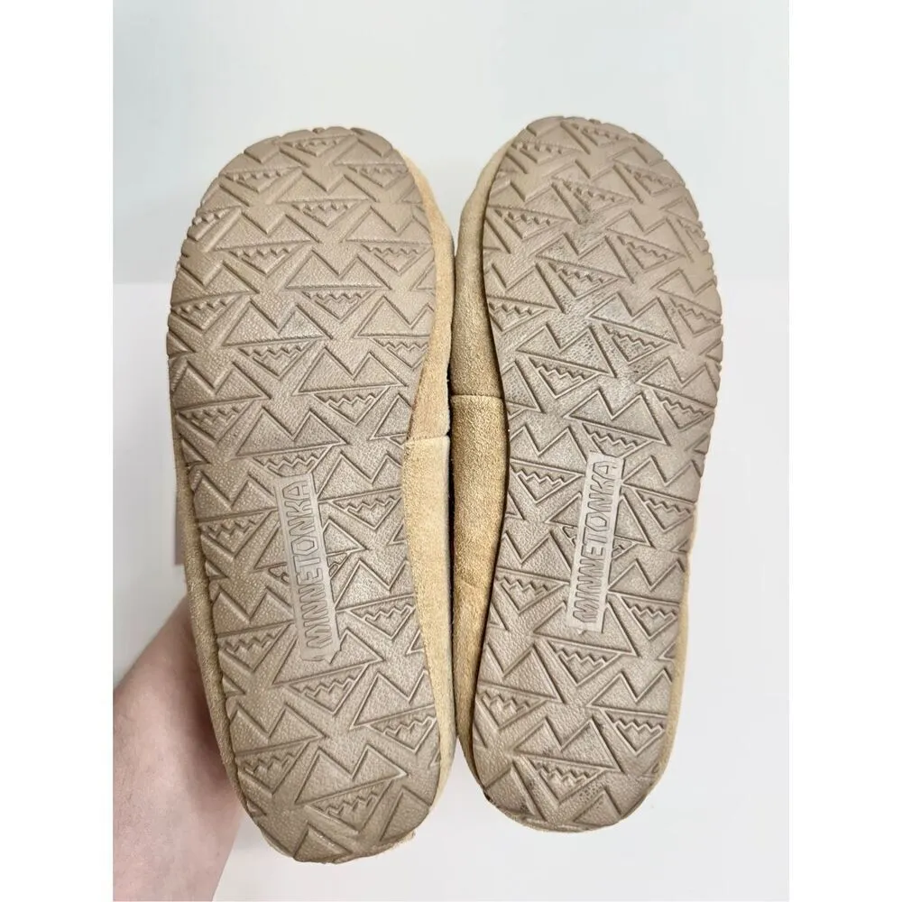 Minnetonka Loafers Womens Size 5 Faux Fur Tan Leather Slip On Casual Shoes NEW - Image 10